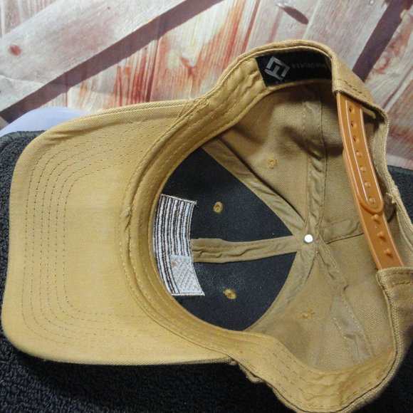 denim canvas brown American Flag embroidered snap back ball cap EUC byH3 headwea - Picture 3 of 5